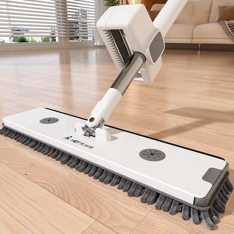 Self-tightening snownylon mop for floor cleaning, with an extra-large size (16.5 inches), microfiber pad, easy-to-clean and wring-out system, quick drying and refreshing, stand-up storage rack for saving space, durable household cleaning tool.
