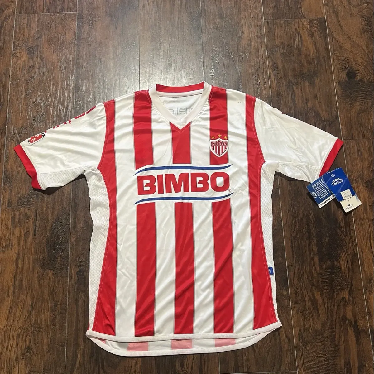 "Necaxa Retro Striped Soccer Jersey" Liga MX Football Fan Shirt, Red White Match Day Athletic Streetwear Top