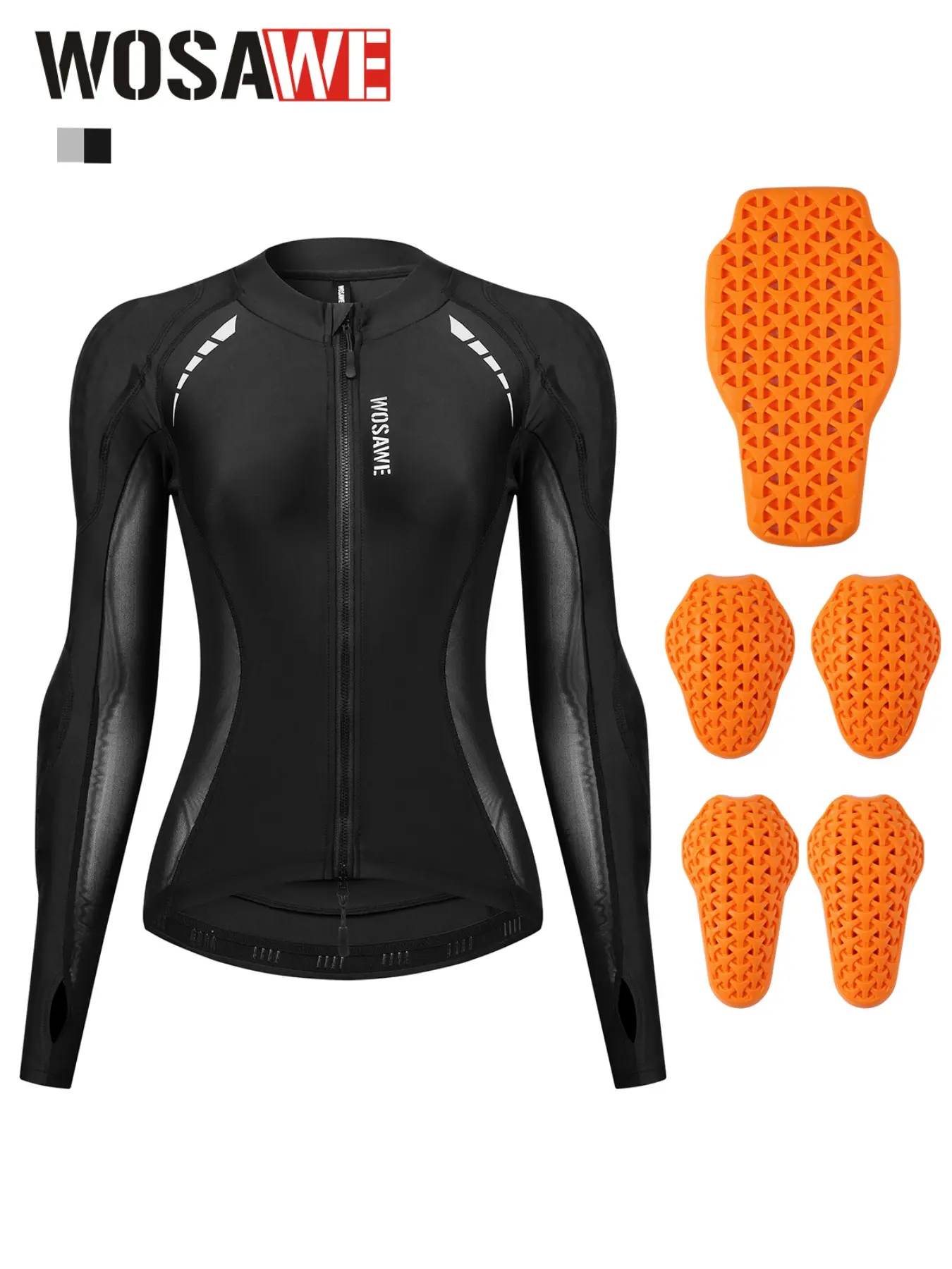 WOSAWE Women's Motorcycle Riding Airflow Suit, Biker Jacket, Streamline Performance Jacket, Four-Season Shaping Soft Jacket, Light & Elastic Mesh splicing on arms and armpits, mesh lining in pad areas, breathable and quick-dry