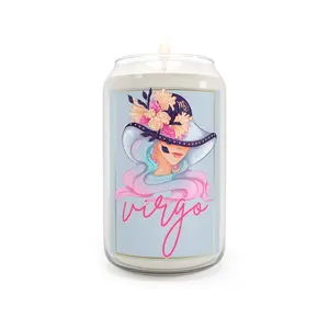 VIRGO Astrology Soy Zodiac Neon Scented Candle, 13.75oz Decor Wick