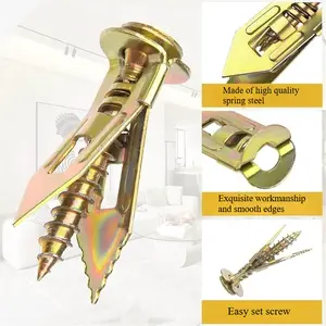 Heavy-Duty Zinc Plated Drywall Anchor Screw Kit, Self-Drilling Conical Sharp Tip Design, Hassle-Free No Drill Setup, Long Lasting Fasteners For TV Brackets, Cabinets And Holiday Banner Home Mount Supplies