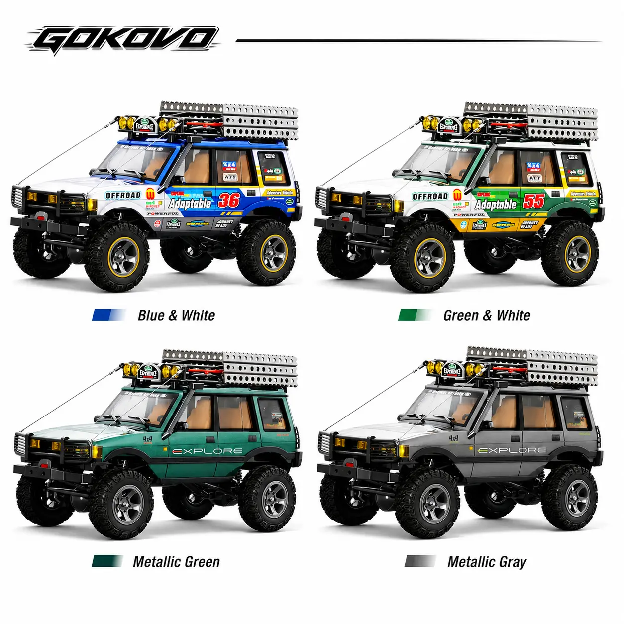 JXC 1:18 Scale RC Car - 4WD All-Terrain Remote Operated Vehicle, Unisex Electric Racing Truck with Adaptive Suspension, Multi-Function LED Lights for 6-8 Years & Up Kids