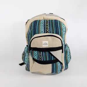 NatureSack Sky Blue Hemp Backpack with Laptop Pocket, Sustainable Eco-Friendly Material