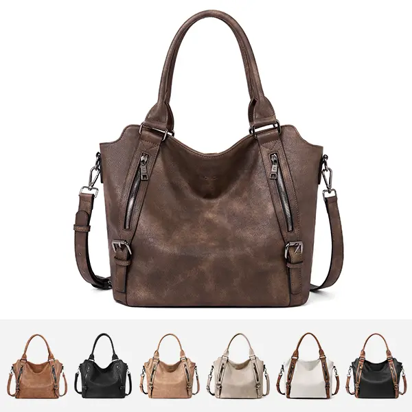 CLUCI Women's Vegan Vintage Leather Laptop Tote Bag - Adjustable Strap, Large Capacity, Everyday Use, TikTokShopBackToSchool Essential for College, Work - Gift for Adulting Women