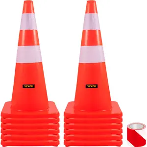 【FathersDayGift】VEVOR Safety Cones,  28 in/73 cm Height, 12 PCS PVC Orange Traffic Cone with 2 Reflective Collars and Weighted Base, Used for Traffic Control, Driveway Road Parking and School Improvement