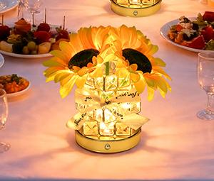 Ivydale Handmade Sunflower Table Lamp - Rechargeable Cordless Touch Lamp, 3-Colour Infinitely Dimming Small Night Light, 5-8 Hours Use, Valentines Day Gifts for Women, Festive Decor for Bedroom, Crystal Vase Companion Home Supply, Table Lamps
