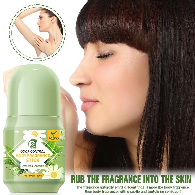 ROZINO Natural Deodorant Stick (1.76oz) - Green Tea & Chamomile Formula, 24-Hour Odor Control, Baking Soda-Free Body Care for Sensitive Skin, Gentle Daily Use, Refreshing Scent