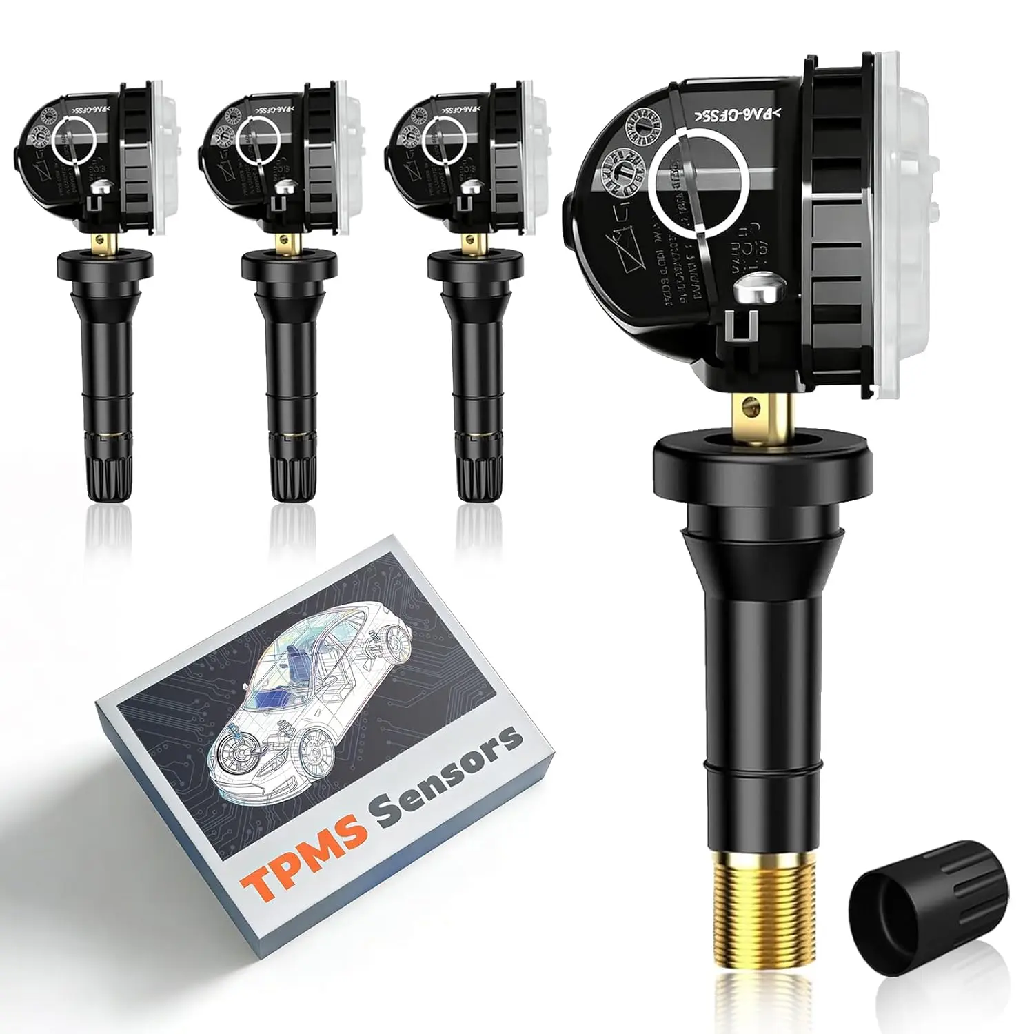 TPMS Pre-Programmed 315MHz Tire Pressure Monitoring Sensor Compatible with Ford Explorer(2015-2024)|Edge(2015-2023)|Mustang(2015-2024)|Transit150/250/350(2019-2021)/OE#F2GZ1A189A/(Set of 4)