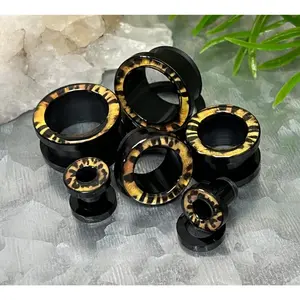 PAIR of Unique Leopard Print Acrylic Screw Fit Tunnel Plugs - Gauges 2g (6mm) thru 5/8" (16mm)