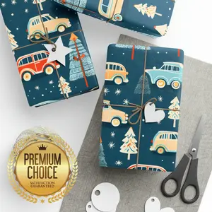 Blue Boys Christmas Cars Wrapping Paper Rolls, Kid Car Gift Wrap, Classic Cars Christmas Gift Wrap, Classic Kid's Christmas Gift Wrap, wp103