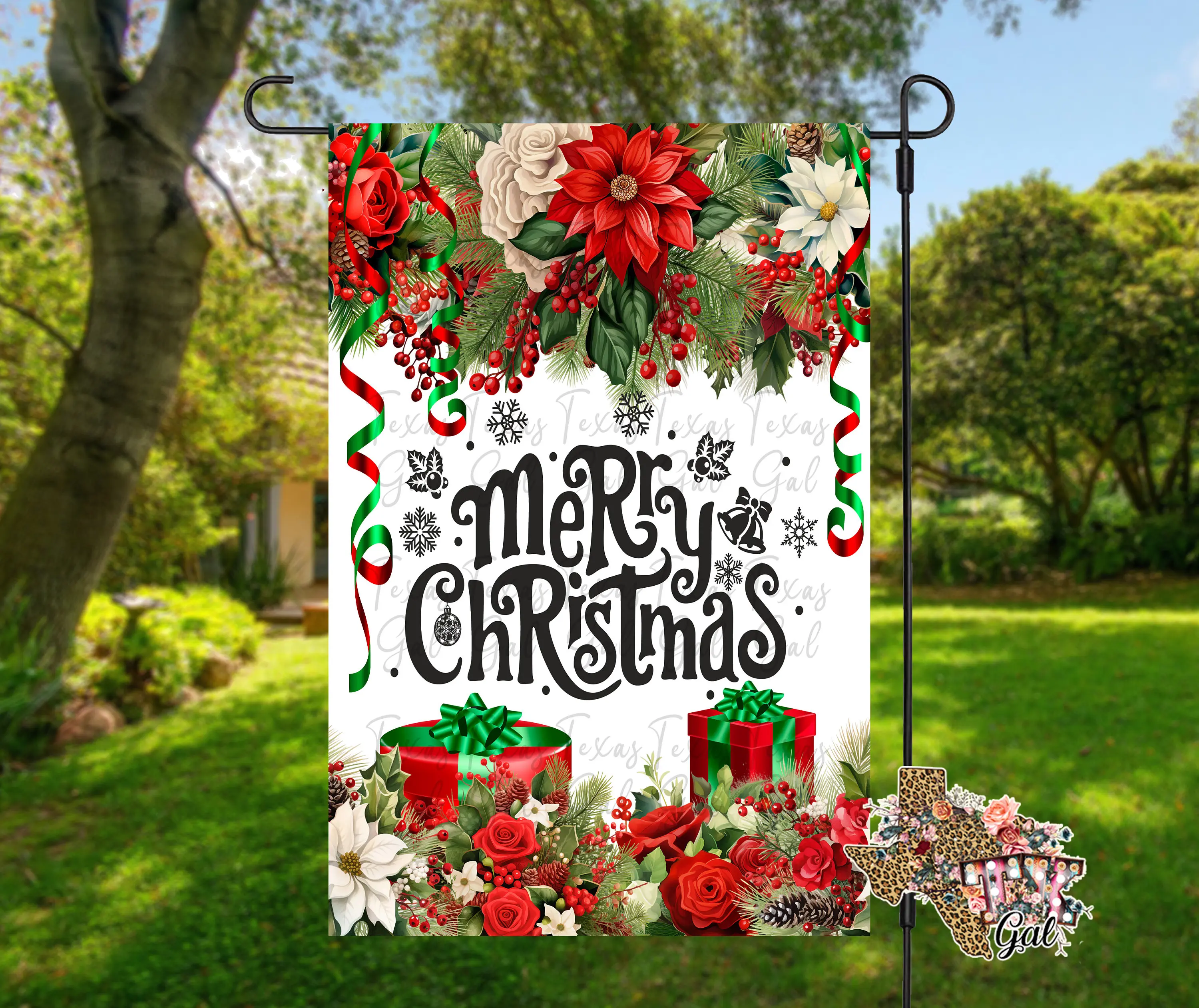 Christmas Garden Flag - Merry Christmas Garden Flag -  Digital Welcome Garden Flag -