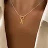 Heart Initial Pendant Necklace for Women, Classic Stainless Steel Snake Chain, Casual Style, All Seasons Jewelry, New Arrival