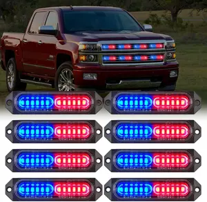 Nilight 8PCS Led Strobe Lights 12LED Red Blue  Light 12V 24V Surface Mount Flashing Warning Hazard Beacon Lights Ultra Slim Sync Feature Mini Grille for Cars Trucks Off Road Vehicles SUV  dealsforyoudays