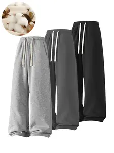 Women's Winter Warm Sweat Pants for Wide Leg, High Waisted Baggy Womenswear Bottom with Drawstring for All Seasons & Occasions, Casual Daily Style Trousers Spring Fall Fashion Clothes Joggers, Relaxed Fit