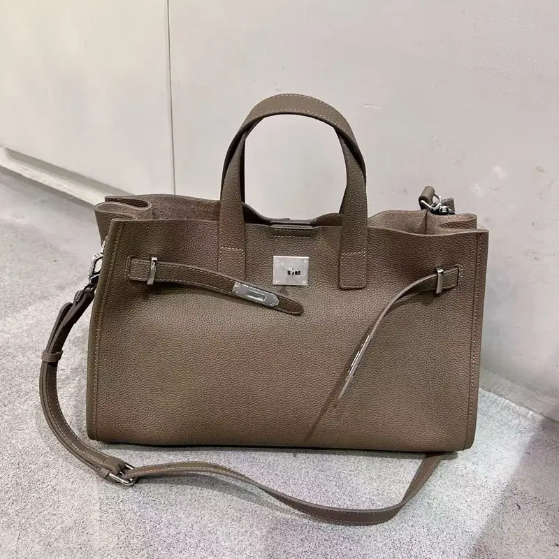 Tan color Women shoulder leather bag - tote bag premium