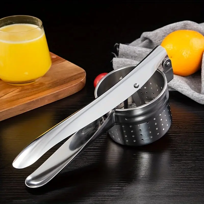 1pc 3-In-1 Potato Puree Tool, Includes a Potato Press, Lemon Juicer, And Potato Masher. This Multifunctional Juicer Is Made of Stainless Steel And Features a Non-Slip Handle, Suitable for Mashing Fruits And Vegetables in The Kitchen