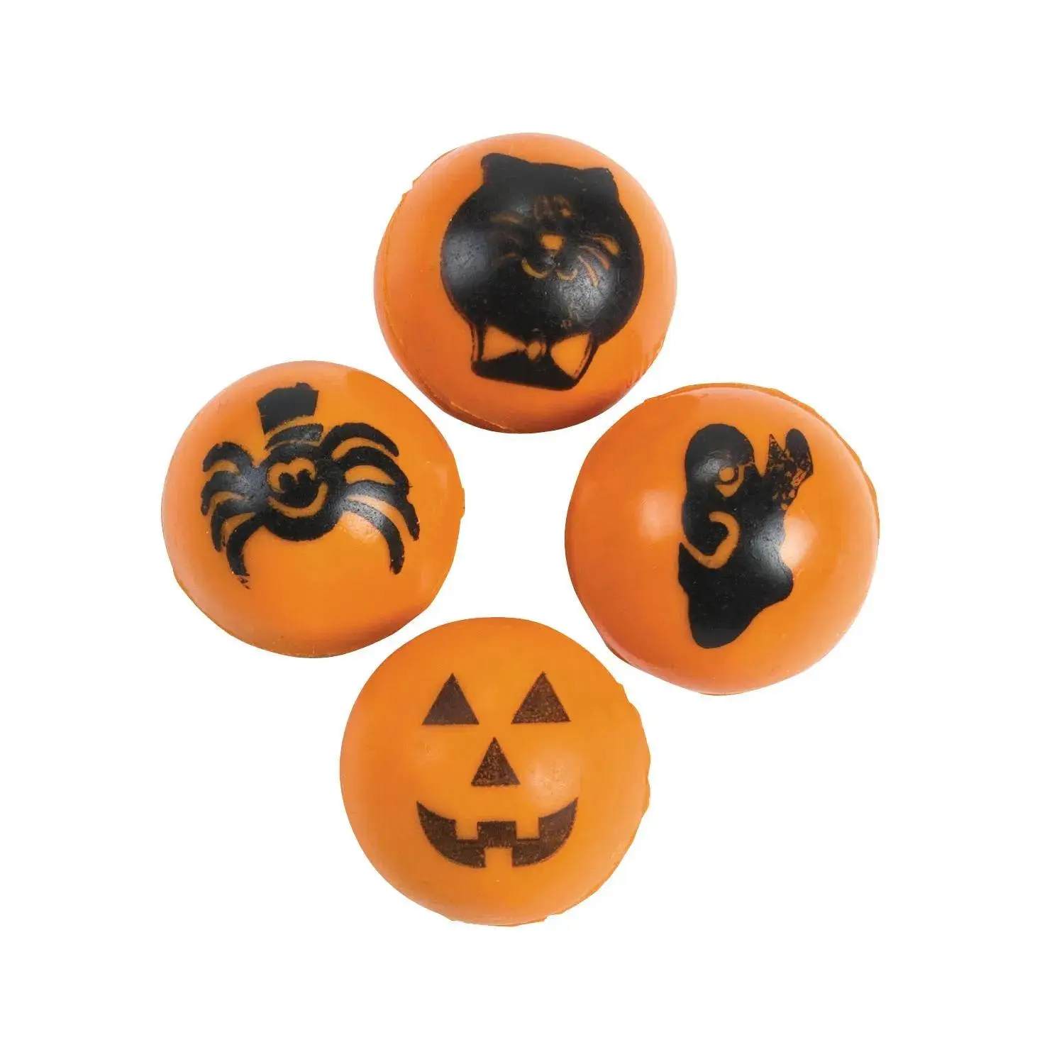 1" (25mm) Bulk 48 Pc. Mini Orange Halloween Characters Bouncy Balls