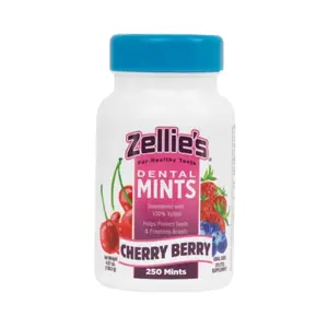 Zellie's 100% Xylitol Sugar-Free Cherry Berry Mints – Refreshing, vegan, gluten-free, and kosher. (250 count) Sweet Snack Candy Bonbon