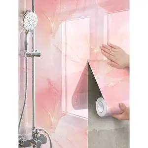 1 Roll Waterproof Wall Sticker For Bathroom Toilet Shower Room, Removable Moisture-Proof Marble Pattern Wallpaper For Wall And Floor Renovation, Renovation Stickers Peel Wall Panels, Wall Paper, Wallpapers, Spring Decoration Items Refresh Your Home, Rama