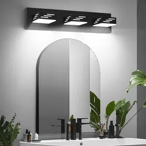 VEVOR 3-Light LED Modern Vanity Light Fixtures, 19.69-Inch, Black Finish Bathroom Wall Lighting Fixture Over Mirror, with IP44 Waterproof, for Bathroom, Living Room, Bedroom, Hallway, Cool White 6000K