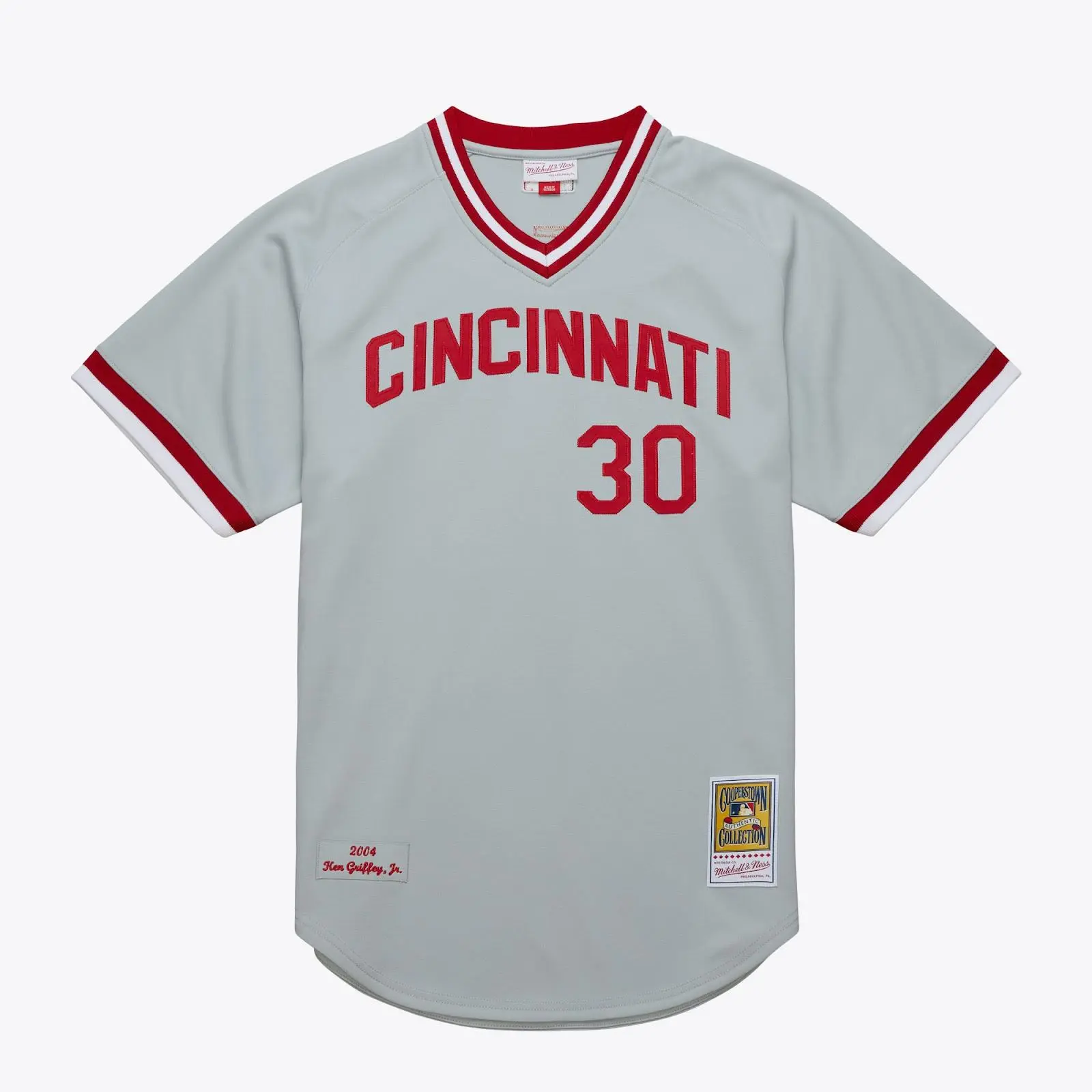 Ken Griffey Jr. Cincinnati Reds Gray 2004 Authentic Alternate Jersey MLB Throwback Baseball Cooperstown Fan Gear Mitchell & Ness