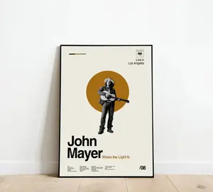 John Mayer Where the light is Album Poster – John Mayer – retro modern, vintage inspired Poster