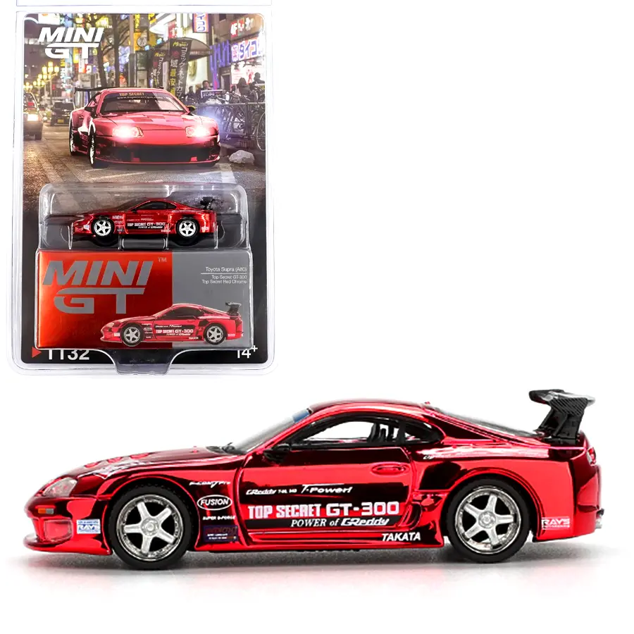 Mini GT 1:64 Toyota Supra (A80) Top Secret GT-300 Top Secret – Red Chrome Limited Edition