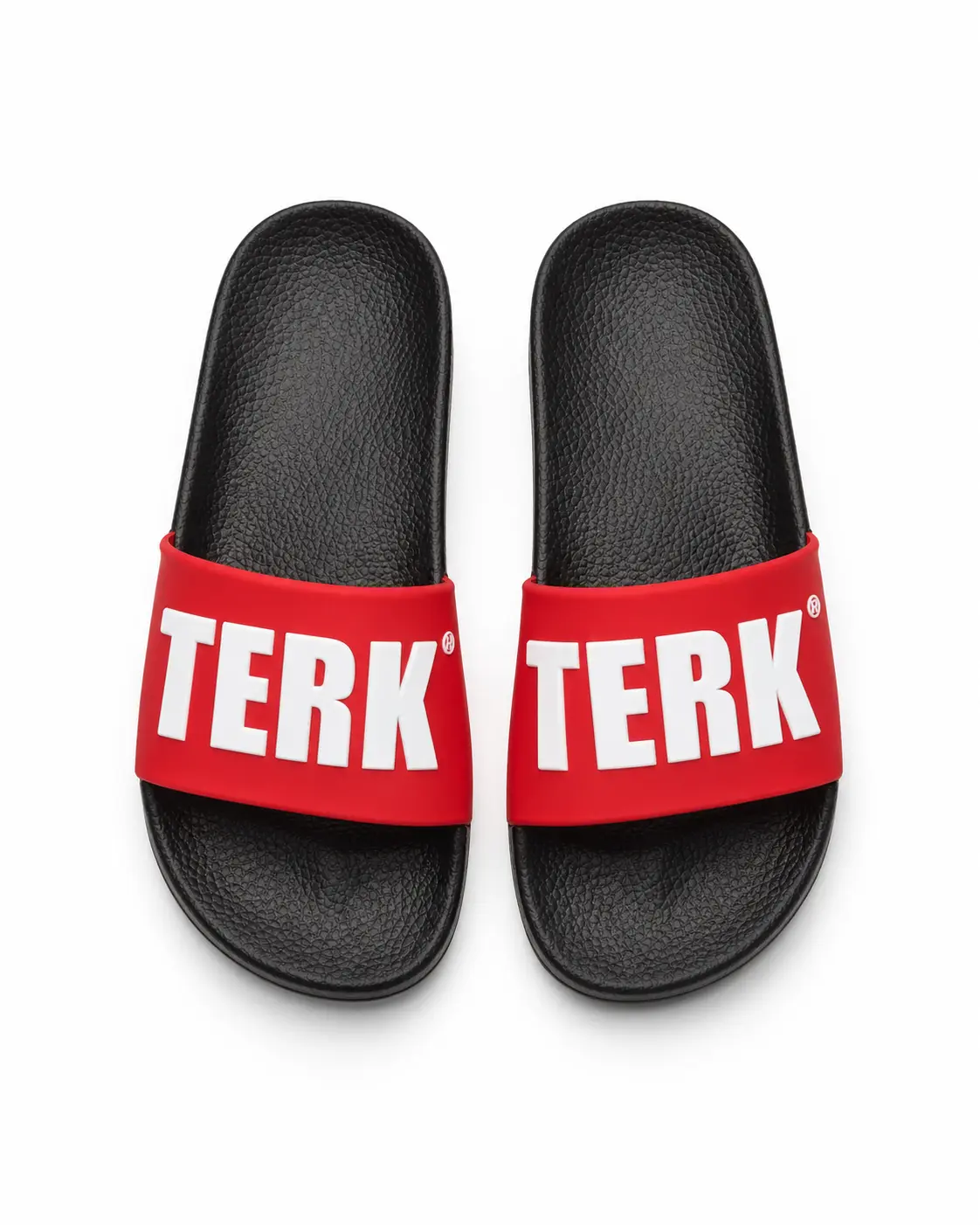 BLACK/RED 3D White TERK Logo Slide - Original Product Title, Classic Design