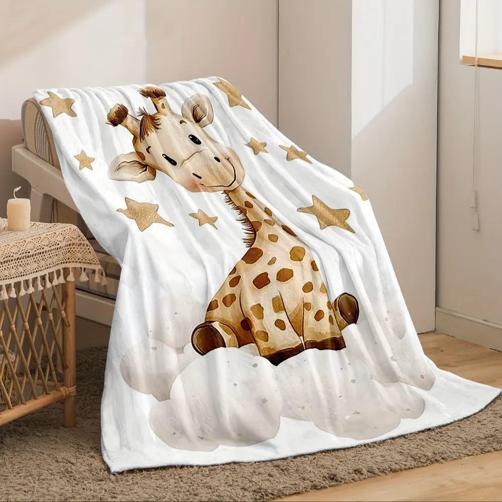 Cute Giraffe Blanket for Baby, Nursery Animal Throw Blanket, Soft Cozy Blanket for Newborn Boys Girls, Baby Shower Gift, Toddler Blanket for Bed Crib Couch Sofa, Neutral Baby Room Decor, Cartoon Animal Blanket, Birthday Christmas Gift for Kids