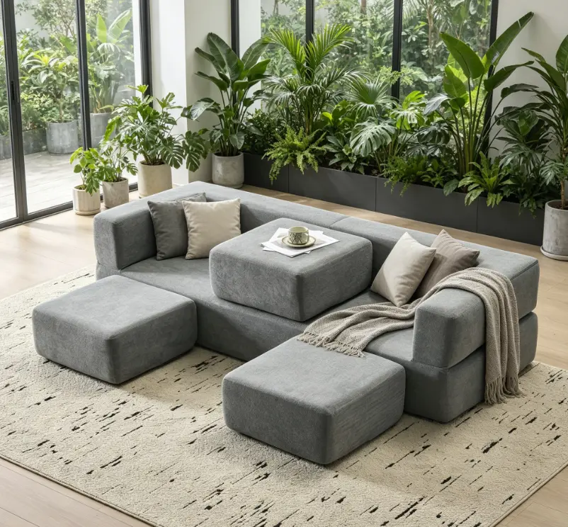 Detachable Armless Modular Sofa Bed - Sponge-Filled, Durable, Combinable, Reclining Dual-Purpose Furniture for Small Apartments, Bedrooms, Families with Children