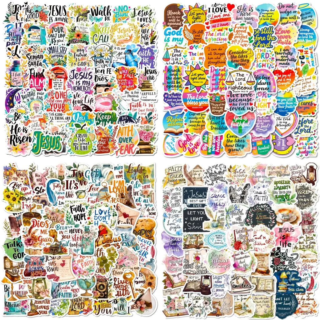 206pcs Jesus Inspirational Stickers, Bible Verse Stickers for Water Bottles, Boho Religious Faith Stickers for Journals, Laptops, Scrapbook Accessories, Scrapbooking Crafts, Bulk, Diary Sticker, Sticker Sheets, Sticker Collage Pack