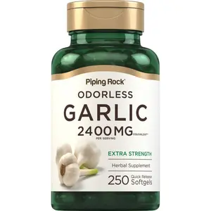 Piping Rock Odorless Garlic Supplement 2400mg | 250 Softgels | High Potency Herbal Extract | Extra Strength Pills | Non-GMO, Gluten Free