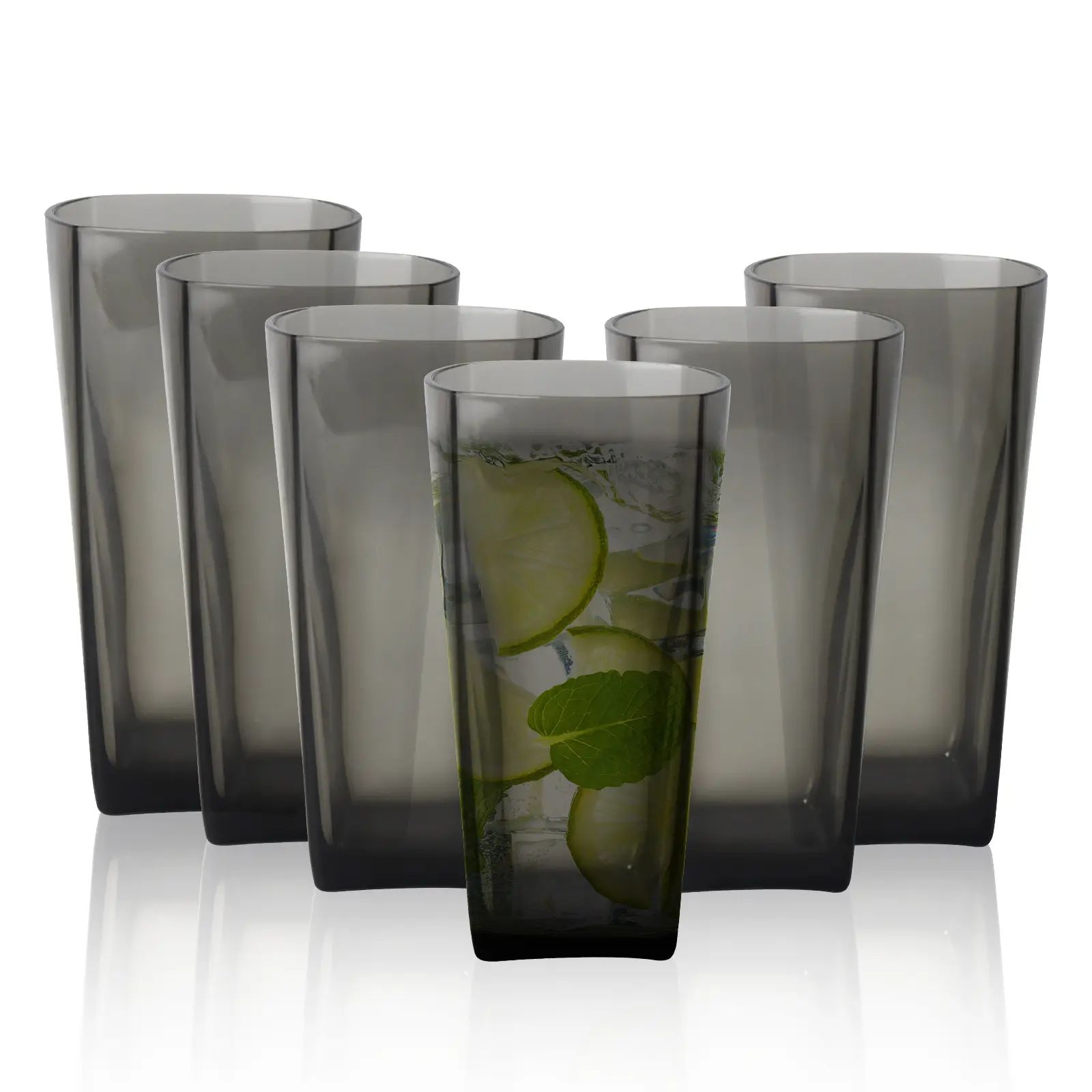 6-Pack 12 Oz BPA-Free Reusable Plastic Drinking Glasses - Thickened Base, Dishwasher Safe, Shatterproof, Stackable Kitchenware Mugs for Serving