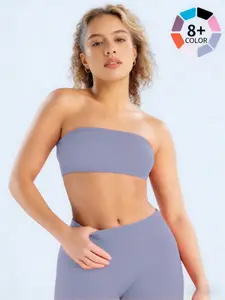 Women's High Elastic Shockproof Backless Tube Top Bra, Slimming Fit All-Seasons, Suitable for Gym Fitness Yoga Sports Wear, Stretch Sports Bra