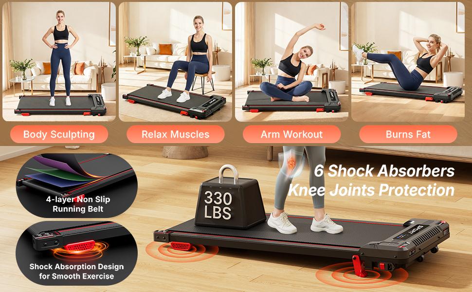 【StepIntoSpring】Walking Vibration Pad with 5% Incline, 2.5HP Under Desk Treadmill for Home & Office, 3 in 1 Portable Walking Pad with Soothing Massage, 330 Lbs Capacity, LED Display, Remote Control, ME