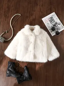 Autumn Winter New Fox Fur Kids Coat, Eco-Friendly Leather, Unisex Fitted Warm Fashion Jacket, Hidden Dual Pockets, Sizes 4y-7y