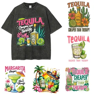 Tequila Cheaper Than Therapy Washed T-Shirt, Cinco de Mayo, Adult Humor Shirt, Drinking Lover Tees, Summer Outfit, Soft and Casual Tops for Everyday wear Graphic Style Print Breathable