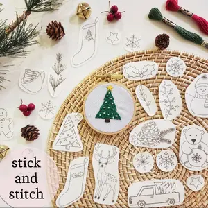 stick and stitch Christmas embroidery patterns stocking, tree, polar bear patterns