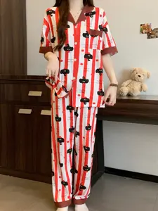 Style Sleepwear Set for Couples, Cartoon Elephant Pattern, East Summer Autumn Season, Comfortable Loungewear for Lovers