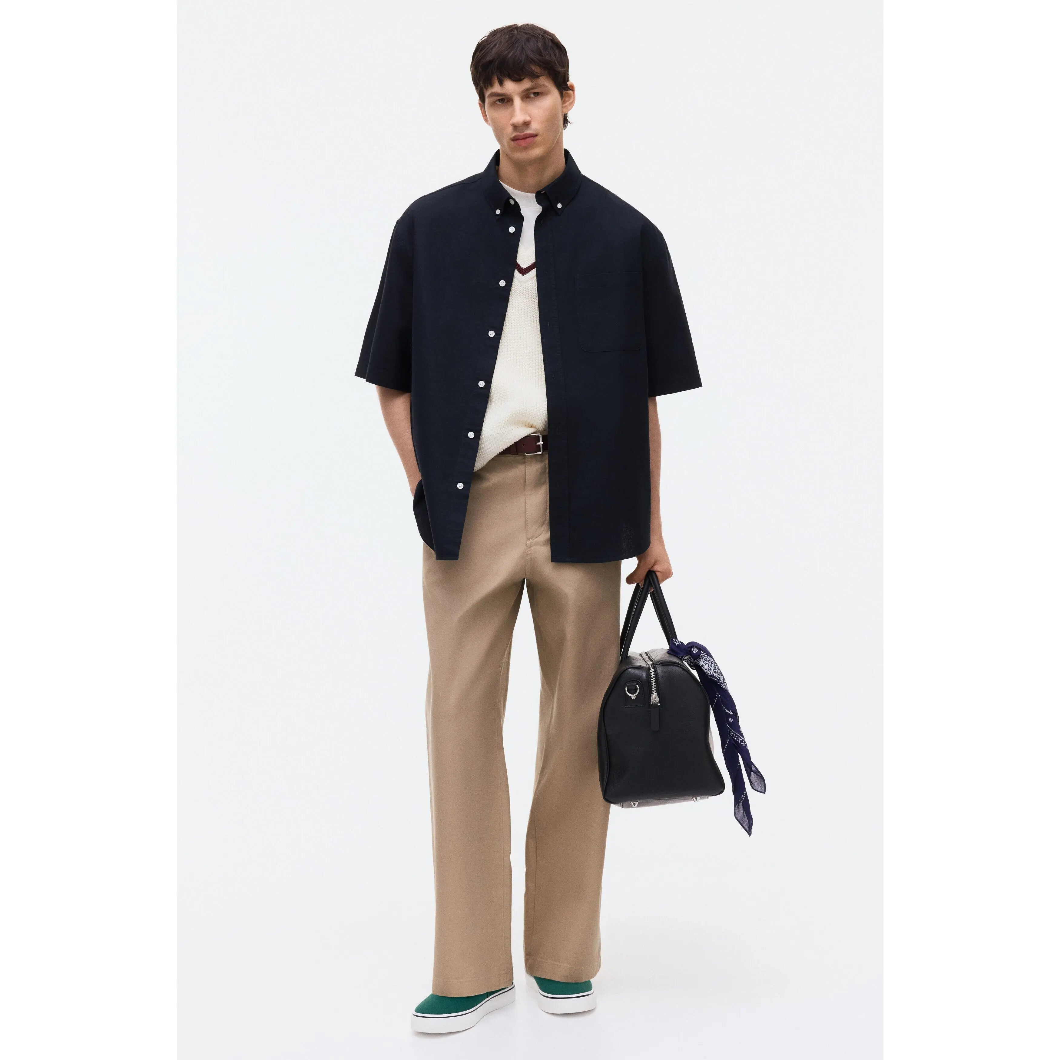 H&M Relaxed Fit Short-sleeved Oxford shirt - TikTok Shop