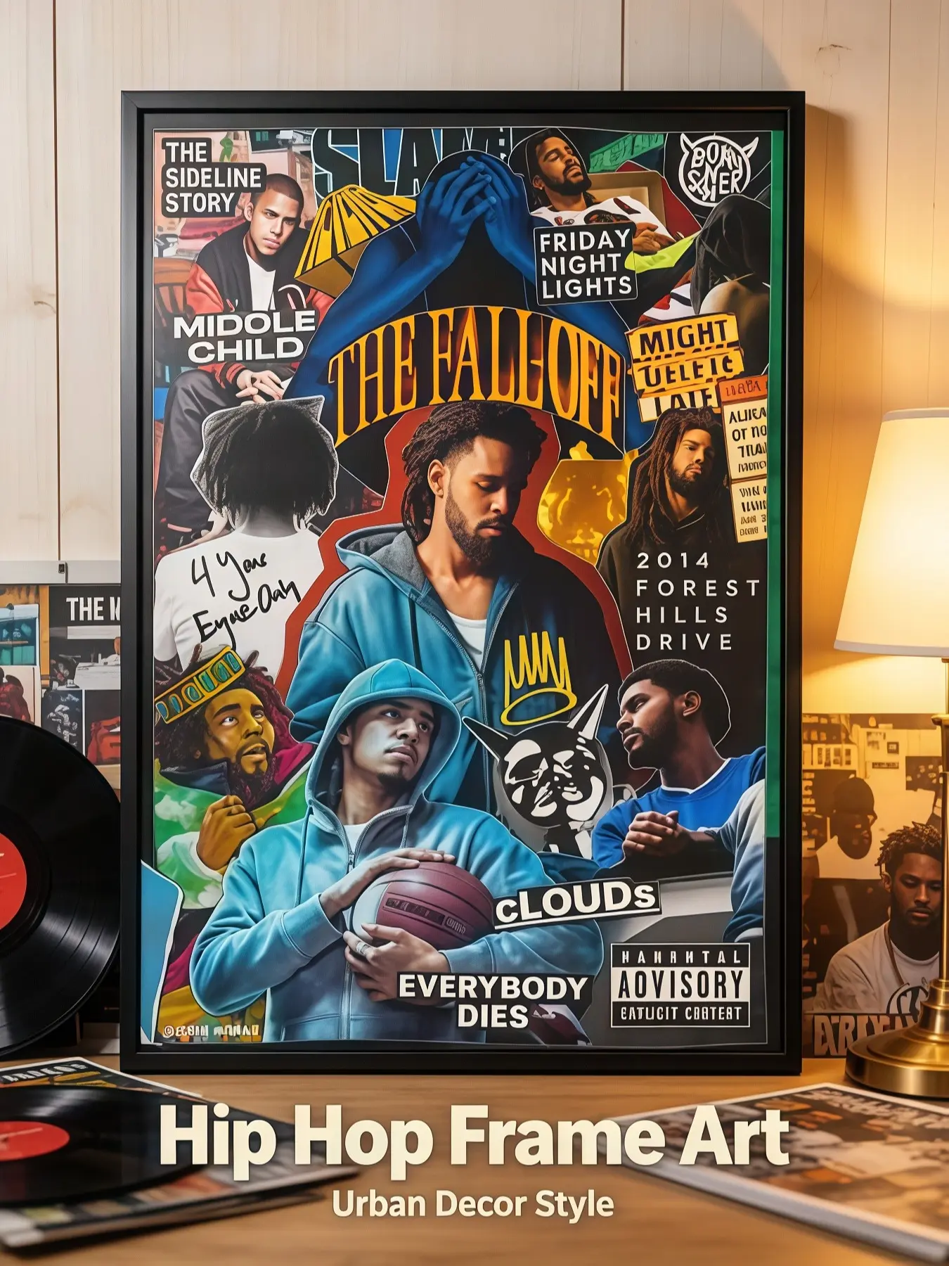 J.Cole Legendary Albums Collage Poster - Vintage Street Style Unique Artwork, Artistic Graphic Prints, Decorative Inspirational Home Decor Wall Print, Perfect for Fans
