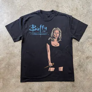 [Sale Up To 40%] BUFFY THE VAMPIRE SLAYER BLACK T-SHIRT, COTTON MADE IN USA