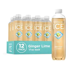 Sparkling Ice, Ginger Lime Sparkling Water, Zero Sugar Flavored Water, with Vitamins and Antioxidants, Low Calorie Beverage, 17 fl oz Bottles (Pack of 12)
