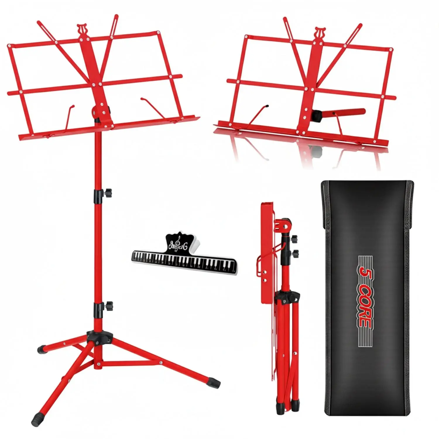 5 Core Music Stand Adjustable 57" Desktop Book Stands Sheet Holder All Metal Portable Bookstand