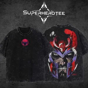 [ superhero tee ] [ superhero tee ] "Magneto" 2026 New The Mutants X-Force MCU Comic Edition Double Printed Oversize Lightweight Acid Washed Tee Hoodie Sweater TV Series Graphic Design Top Cotton Streetwear Comic Superheroes T-Shirt Clothes Menswear