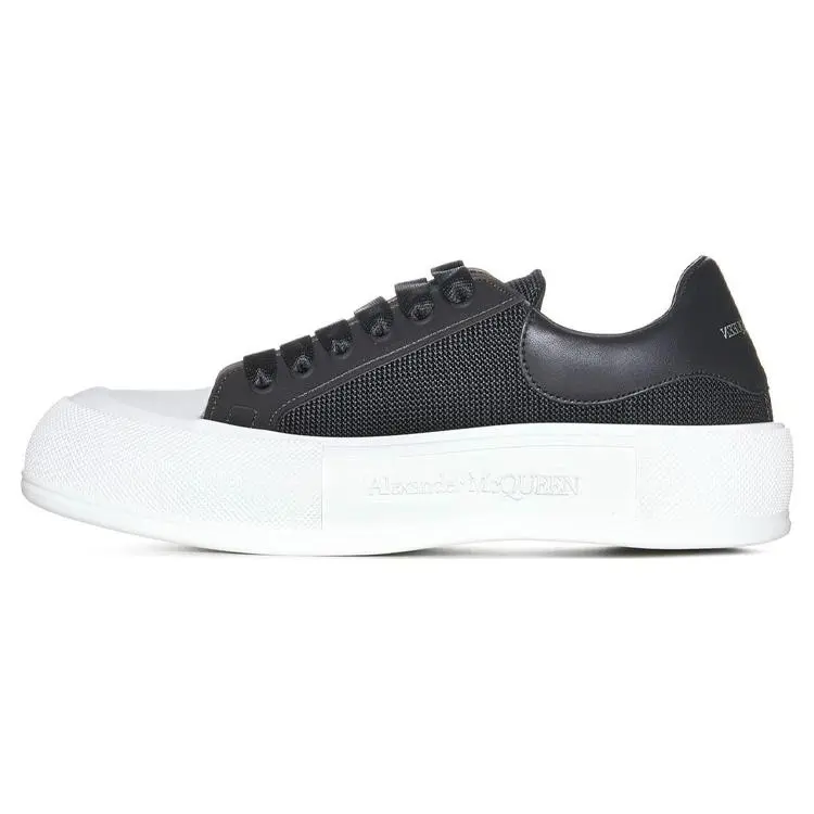 Men's Alexander McQueen Deck Lace-Up Low-Top Casual Rubber Footwear - Black Trending Shoes, House White Official Maison Mihara Verifiable Pair with Global Authentication Credentials