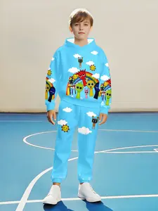 New Cosplay Rhythm Box Sprunki Plush Character Hoodie Set for Boys, Kid, Trendy Fashion, Casual Style, Spring & Fall Sweatshirt