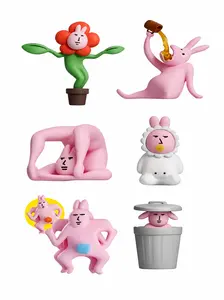 Abstract pink rabbit mini figurine, internet‑famous meme rabbit desktop decoration, collectible figurine, quirky and fun pink rabbit toy decor, suitable for home office bookshelf decoration, cute trendy rabbit statue gift, ideal for adult collectors.