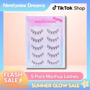 Ninetynine Dreams 5 Pairs Manhua Lashes | Natural Soft Anime Douyin Style Strip Lashes — Lightweight Ultra-Thin Clear Band, Reusable & Beginner Friendly Must-Have Makeup Essential