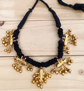 Handmade Gold Pakistani Necklace: Ethnic Tribal Statement Jewelry